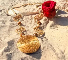 Collier "Rayon de Soleil" en Or Végétal & ses perles