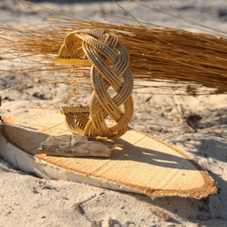 Manchette entrelacée Tresse Impériale en Capim Dourado - Or Sauvage