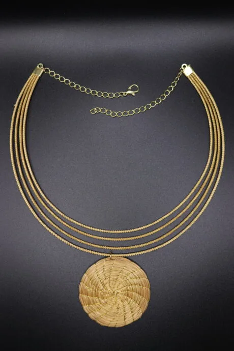 Bijou artisanal en or vegetal tresse main - Or Sauvage