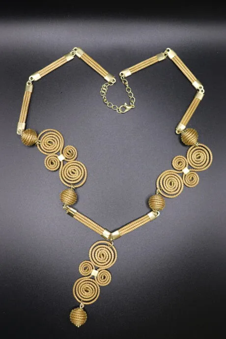 Bijou artisanal en or vegetal tresse main - Or Sauvage